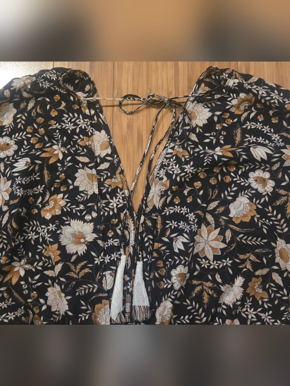 Carly Jean Boho Floral Maxi Dress in Black and Cream - Picture 11 of 15